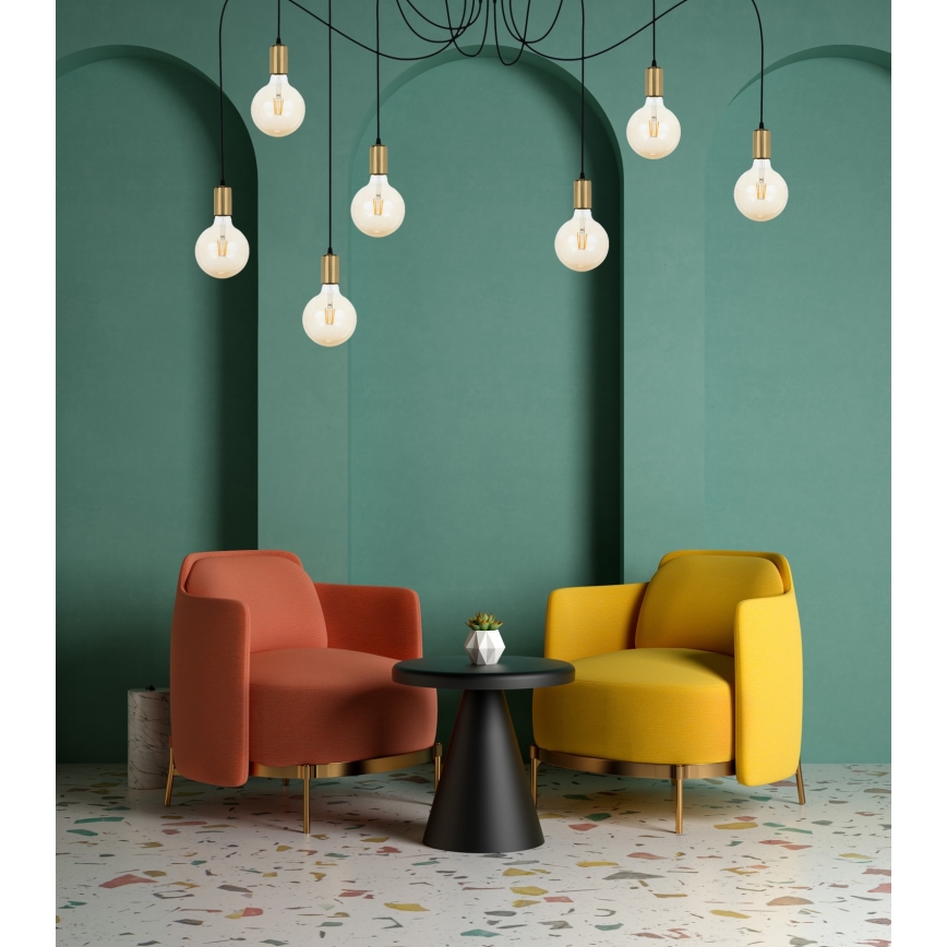 Подвесная люстра MIROS 7xE27/60W/230V паук черный/золотистый