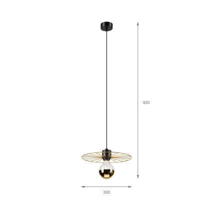 Подвесная люстра MONTANA 1xE27/15W/230V диаметр 30 см золотистый/черный