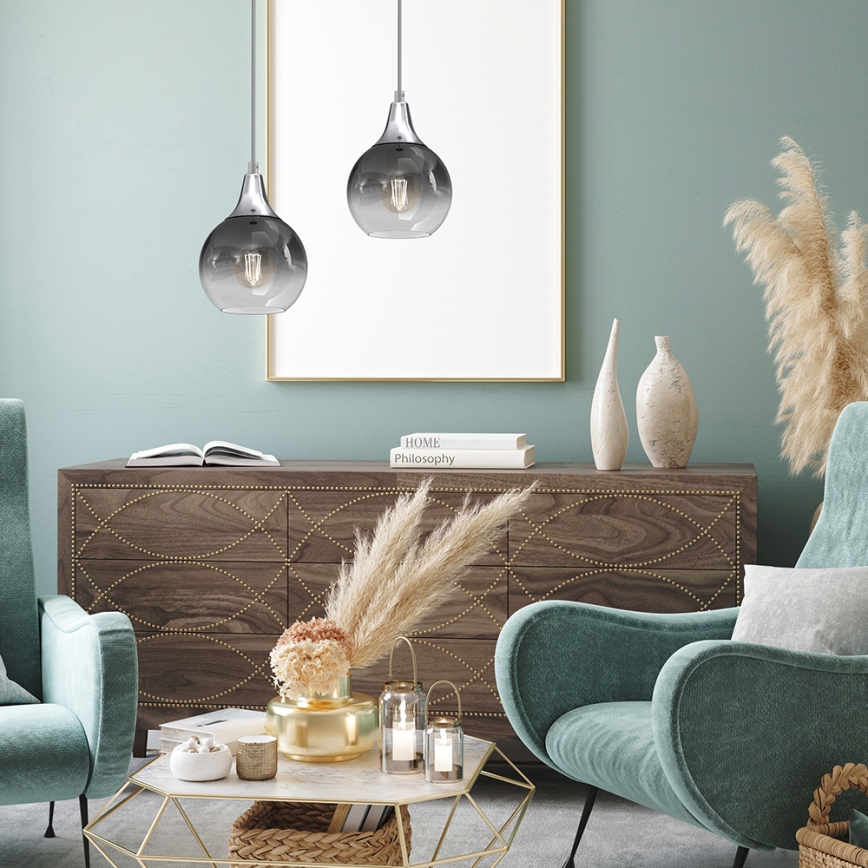 Подвесная люстра MONTE 1xE27/60W/230V ⌀ 15 cm матовый хром