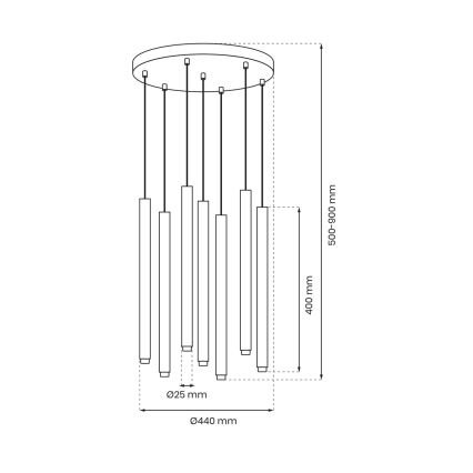 Подвесная люстра MONZA 7xG9/8W/230V черный/золотой