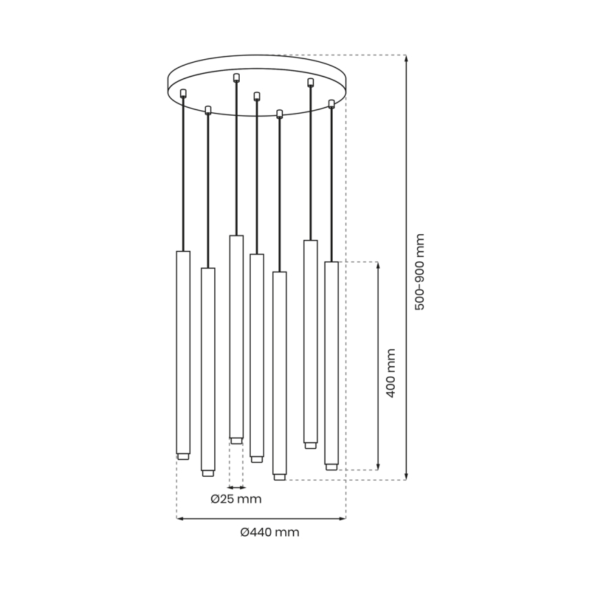 Подвесная люстра MONZA 7xG9/8W/230V черный/золотой