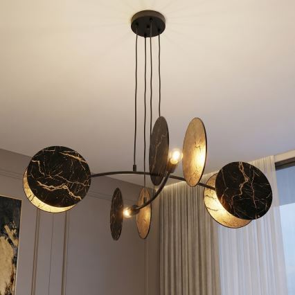 Подвесная люстра MOTIF 4xE27/15W/230V черный/золотистый