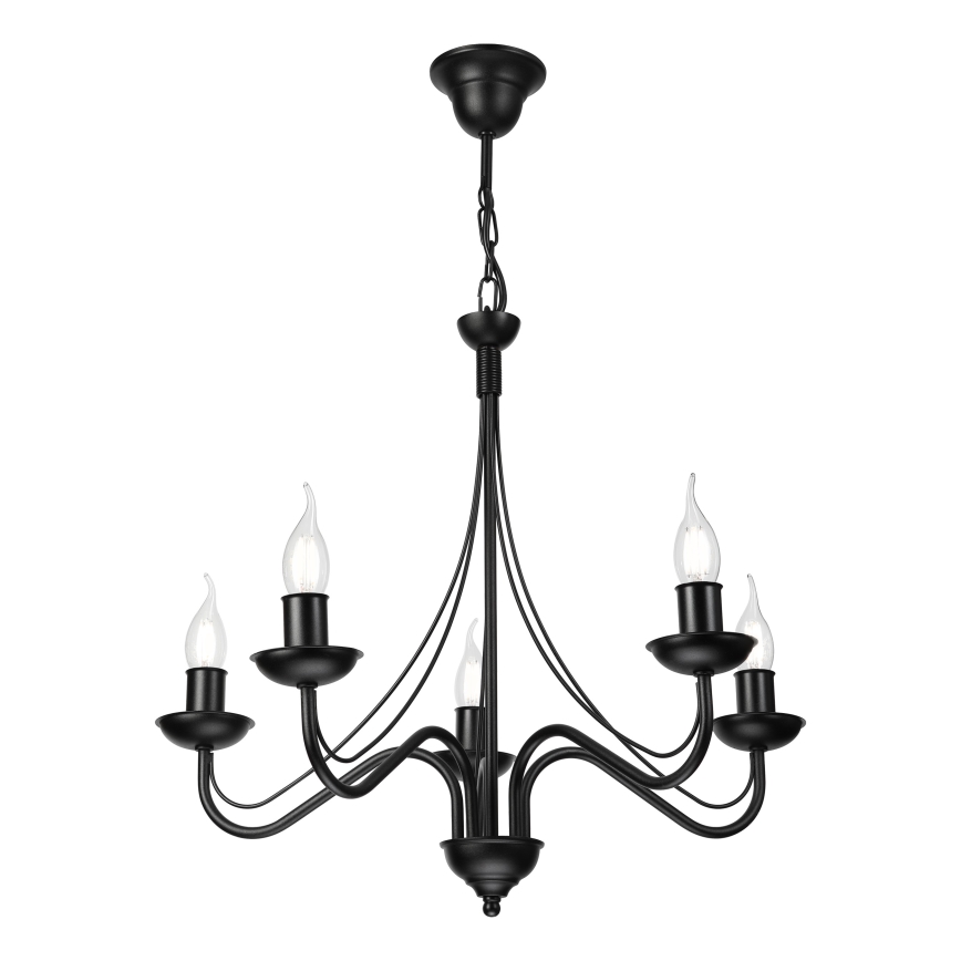 Подвесная люстра на цепи ANTON 5xE14/15W/230V чёрная