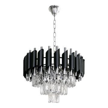 Подвесная люстра на цепи CRISTAL, 5xE14/10W/230V, Ø 38 см, черный/матовый хром