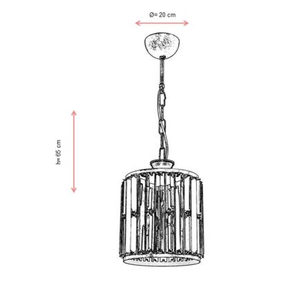 Подвесная люстра на цепи CRYSTALLINE, 1xE27/6W/230V, бронзовая