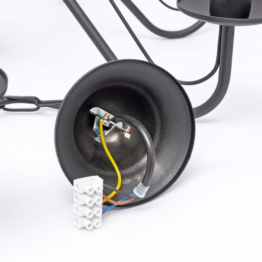 Подвесная люстра на цепи MALBO 8xE14/10W/230V чёрная