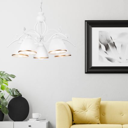 Подвесная люстра на цепи RETRO II 5xE27/60W/230V белая