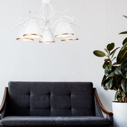 Подвесная люстра на цепи RETRO II 5xE27/60W/230V белая