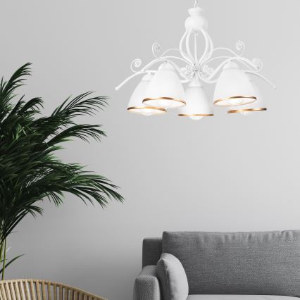 Подвесная люстра на цепи RETRO II 5xE27/60W/230V белая