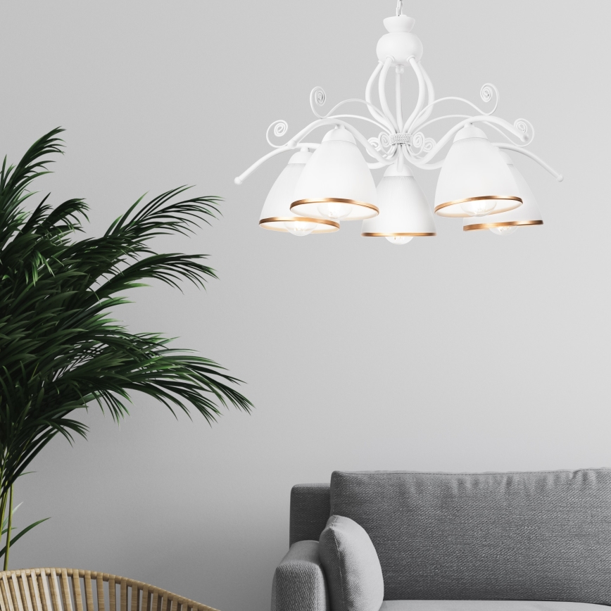 Подвесная люстра на цепи RETRO II 5xE27/60W/230V белая