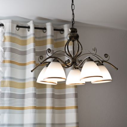 Подвесная люстра на цепи RETRO II 5xE27/60W/230V чёрная патина