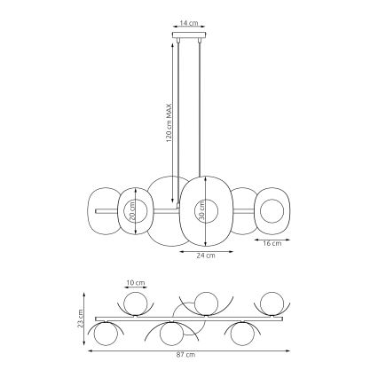 Подвесная люстра на шнуре ELEMENTI 6xG9/8W/230V бежевого цвета