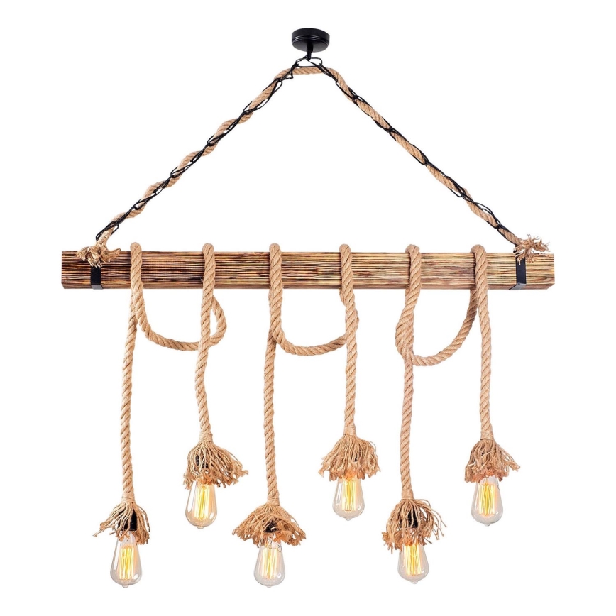 Подвесная люстра на шнуре EREBOS 6xE27/40W/230V, коричневая