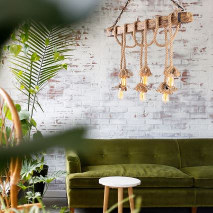 Подвесная люстра на шнуре EREBOS 6xE27/40W/230V, коричневая