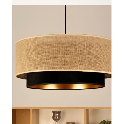 Подвесная люстра на шнуре SARTA 1xE27/60W/230V Ø45 см чёрный/джут