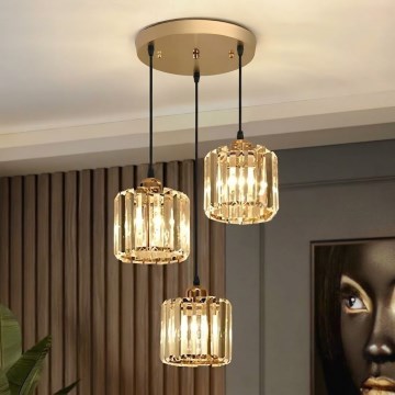Подвесная люстра на тросе BELLA 3xE27/40W/230V золотая