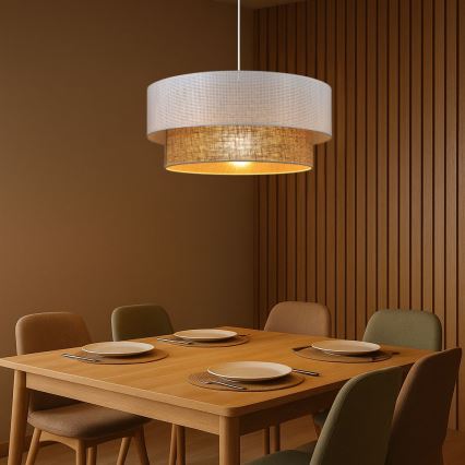 Подвесная люстра на тросе BORHO 1xE27/60W/230V белая/джут