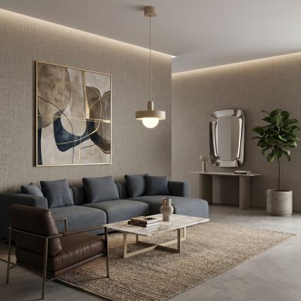 Подвесная люстра на тросе CANAN, 1xE27/15W/230V, диаметр 29 см, бежeвая
