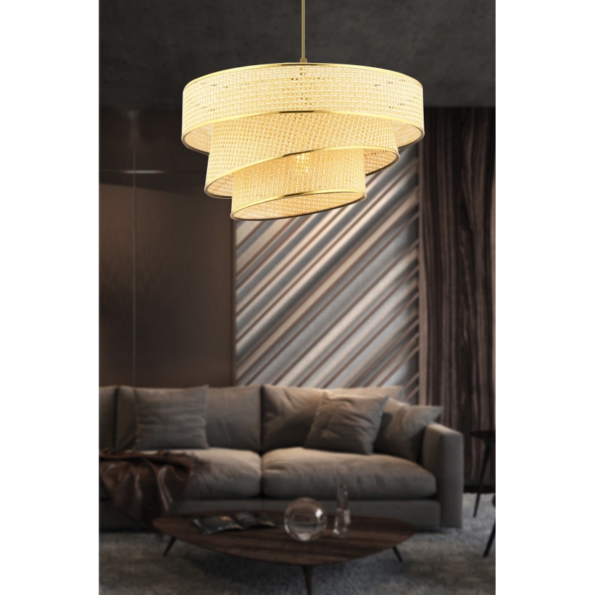 Подвесная люстра на тросе COUPER 1xE27/60W/230V бежевый/золотой