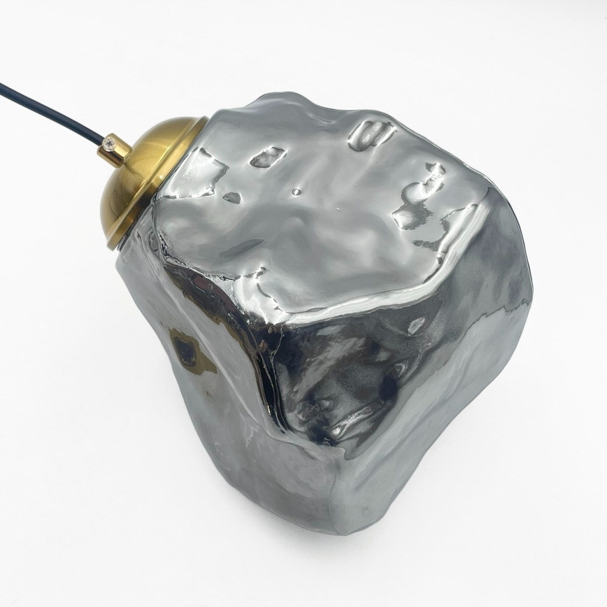 Подвесная люстра на тросе CRISTAL 3xE14/15W/230V, латунь/дымчато-чёрная