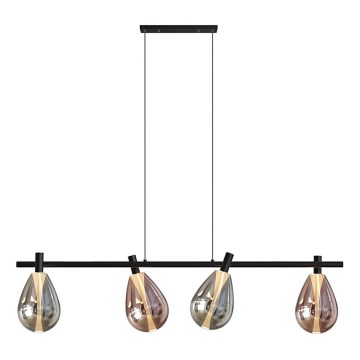 Подвесная люстра на тросе DENSO 4xG9/5W/230V чёрный хром/медный