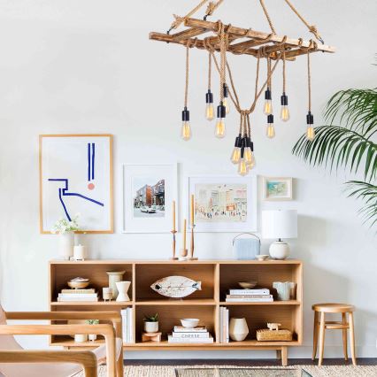 Подвесная люстра на тросе EREBOS 12xE27/40W/230V, коричневая