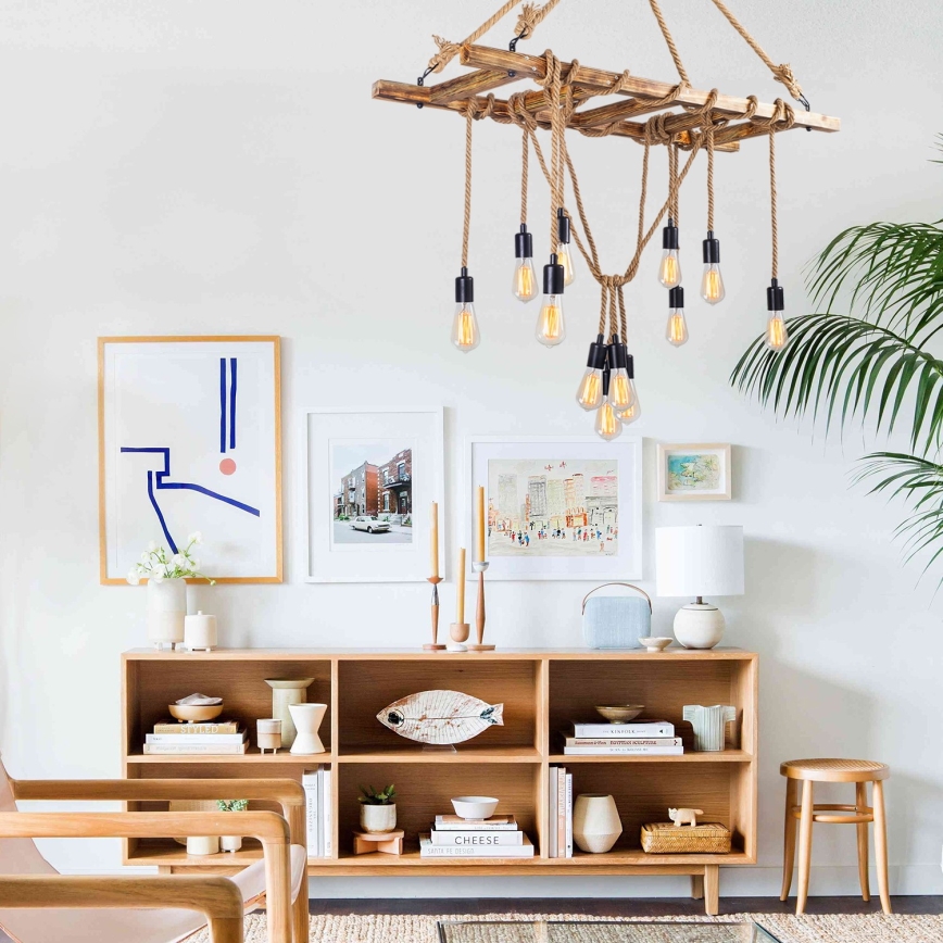 Подвесная люстра на тросе EREBOS 12xE27/40W/230V, коричневая