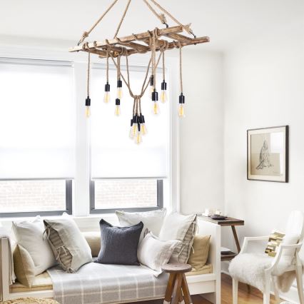 Подвесная люстра на тросе EREBOS 12xE27/40W/230V, коричневая