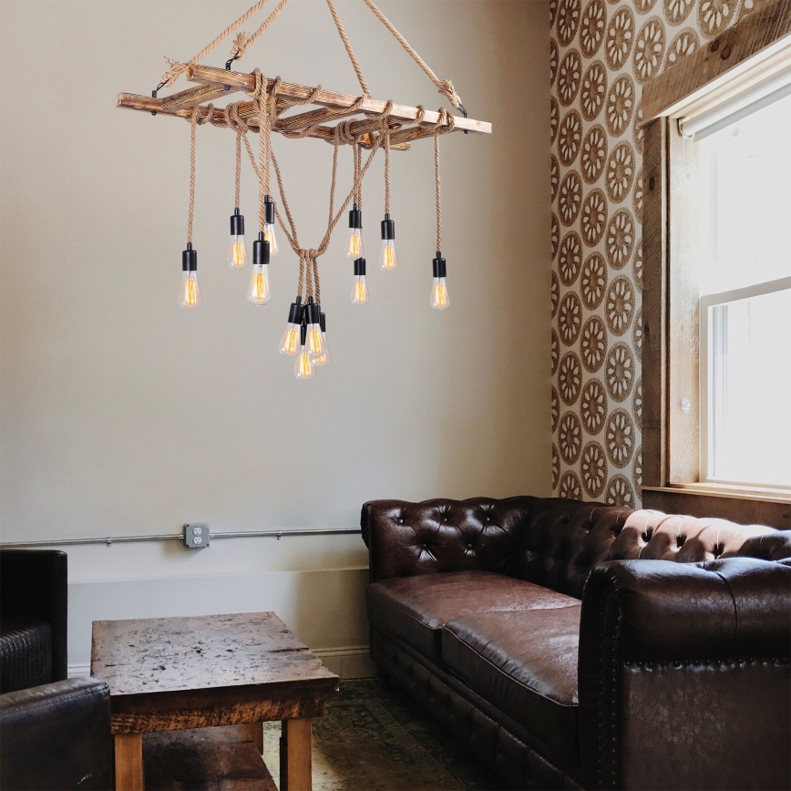 Подвесная люстра на тросе EREBOS 12xE27/40W/230V, коричневая