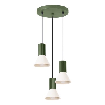 Подвесная люстра на тросе ESTRIA 3xE14/10W/230V, диам. 30 см, зелёная