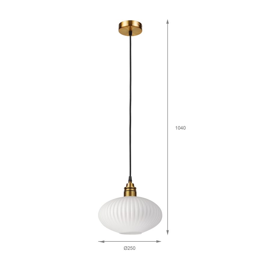 Подвесная люстра на тросе HECTOR 1xE27/15W/230V белая/латунь диам. 25 см