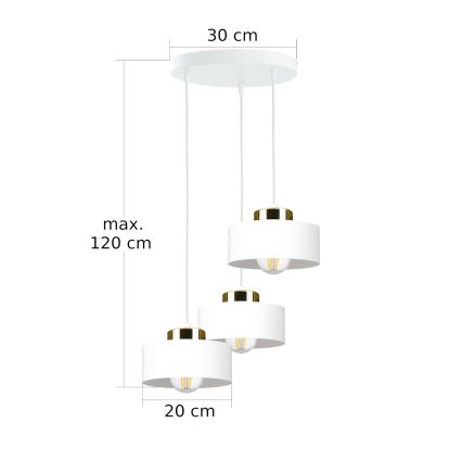 Подвесная люстра на тросе IGNIA 3xE27/60W/230V белая/золотая