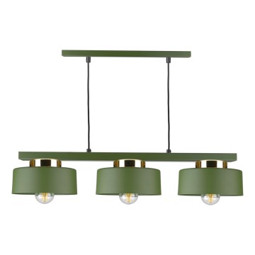 Подвесная люстра на тросе IGNIA 3xE27/60W/230V зелёная/золотая
