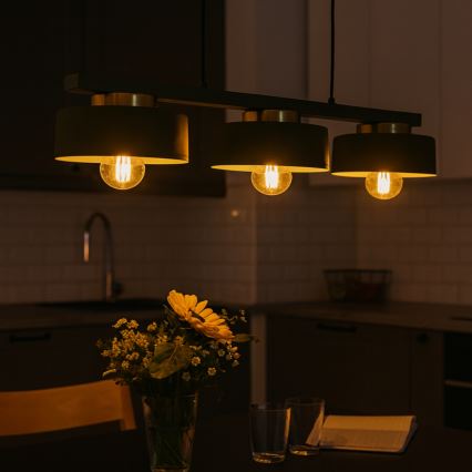 Подвесная люстра на тросе IGNIA 3xE27/60W/230V зелёная/золотая