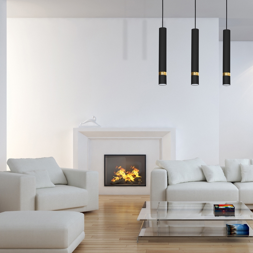 Подвесная люстра на тросе JOKER, 3x GU10, 25 Вт/230 В, чёрный/золотой