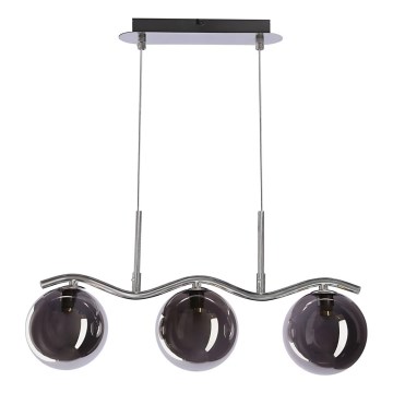 Подвесная люстра на тросе LUMOS 3xG9/20W/230V дымчато-черная