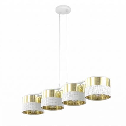 Подвесная люстра на тросе LUX 4xE27/15W/230V белая/золотая