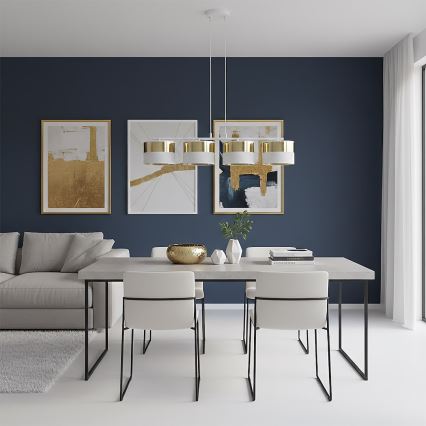 Подвесная люстра на тросе LUX 4xE27/15W/230V белая/золотая
