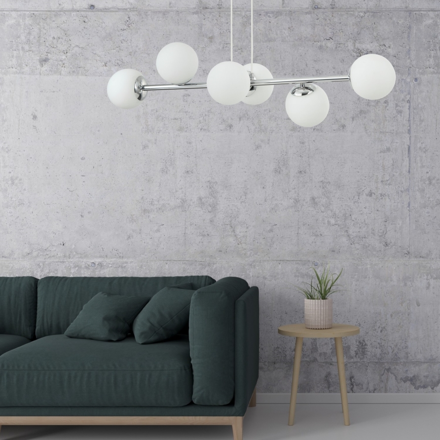 Подвесная люстра на тросе MADDIE 6xE14/5W/230V глянцевый хром