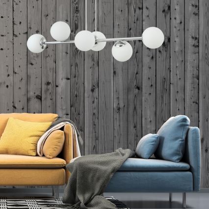Подвесная люстра на тросе MADDIE 6xE14/5W/230V глянцевый хром