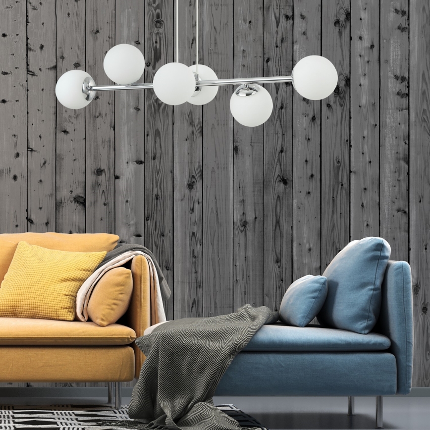 Подвесная люстра на тросе MADDIE 6xE14/5W/230V глянцевый хром