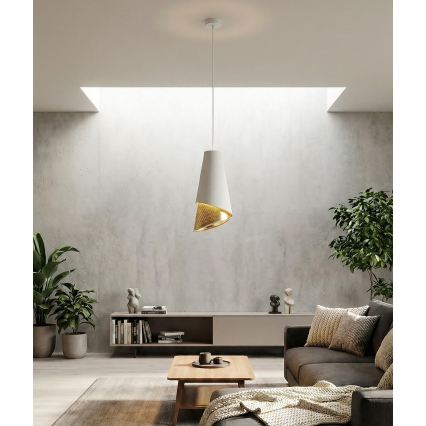Подвесная люстра на тросе MODA 1xE27/15W/230V белая/золотая