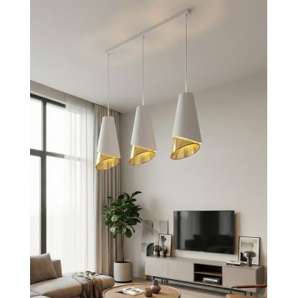 Подвесная люстра на тросе MODA 3xE27/15W/230V белая/золотая