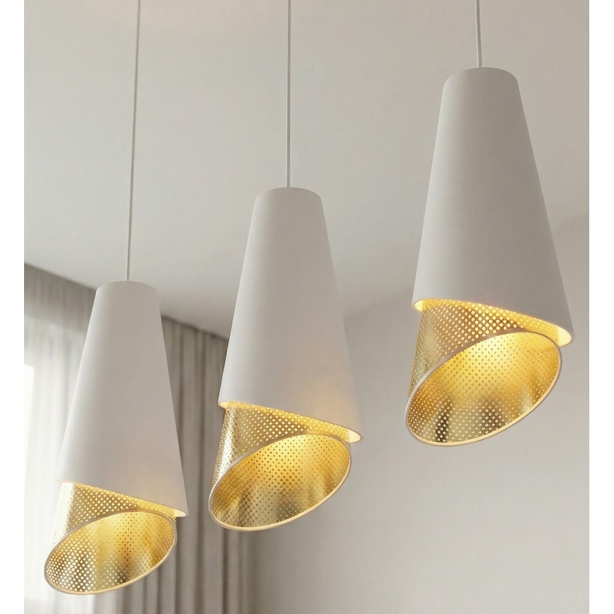 Подвесная люстра на тросе MODA 3xE27/15W/230V белая/золотая