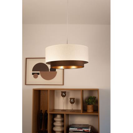 Подвесная люстра на тросе NATIA 1xE27/60W/230V, диаметр 45 см, белая/коричневая