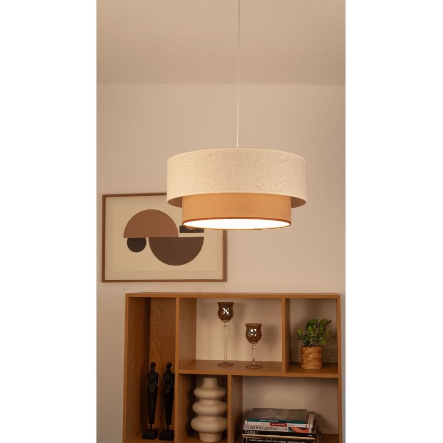Подвесная люстра на тросе NATIA 1xE27/60W/230V Ø 45 см белый/коричневый