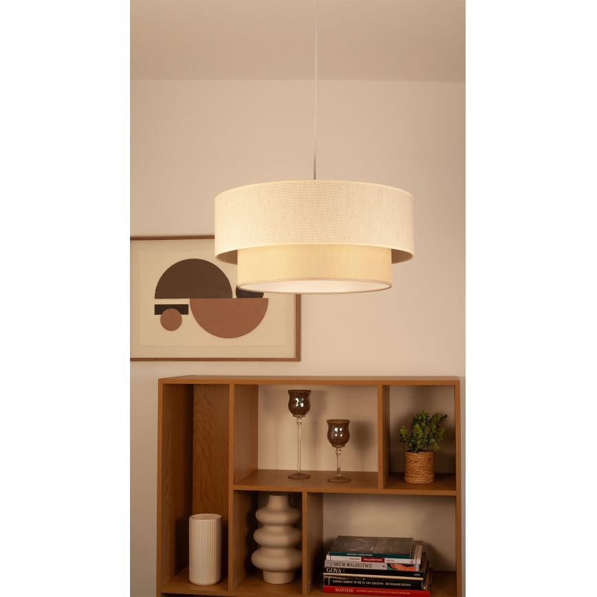 Подвесная люстра на тросе NATIA, 1xE27/60W/230V, Ø 45 см, кремовая