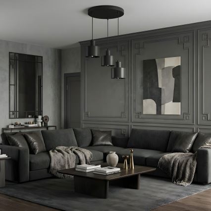 Подвесная люстра на тросе PARKLA 3xE27/15W/230V, черная