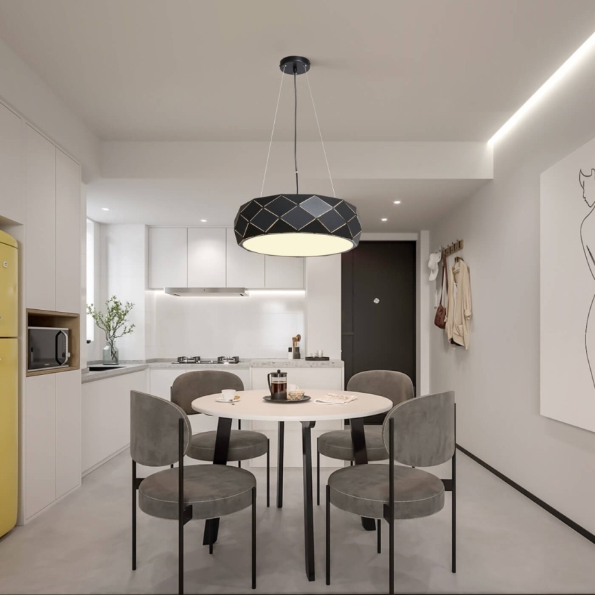 Подвесная люстра на тросе REUS 3xE27/40W/230V, диаметр 47 cm, чёрная