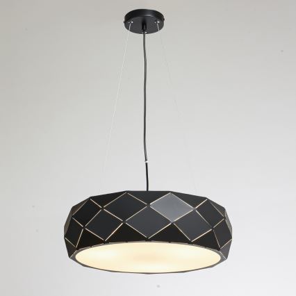 Подвесная люстра на тросе REUS 3xE27/40W/230V, диаметр 47 cm, чёрная